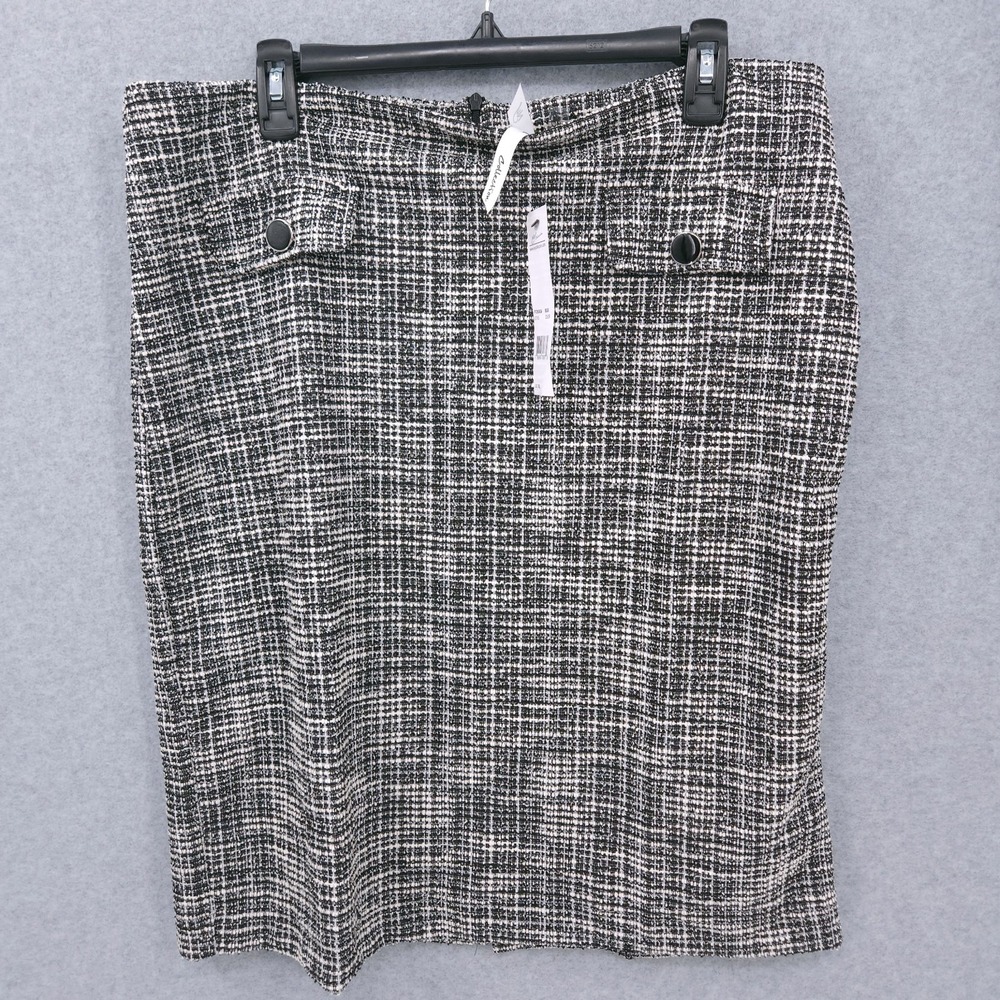 Ny Collection Slim Double Button Pocket Knit Knee High Skirt Womens Size PXL NWT